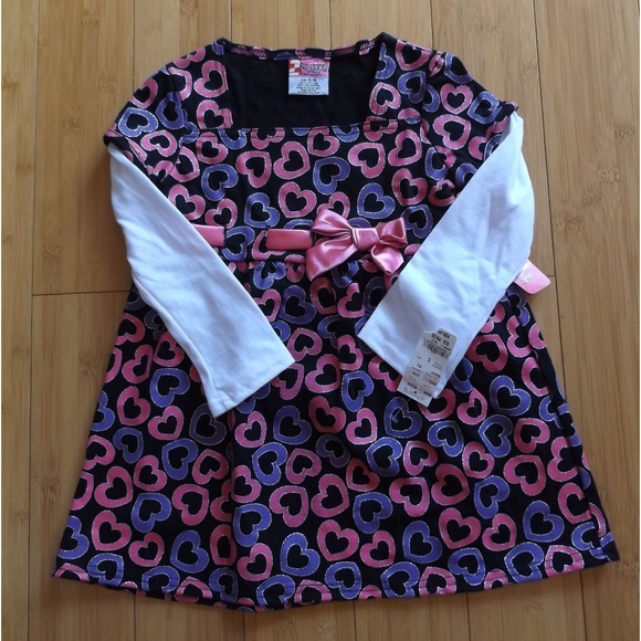 2B Real Other - 2B Real Heart Print Long Sleeve Dress Sz 5/6
